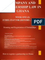 Company and Partnership Law in Ghana: Week One (1) Ethel Fiattor (Honors, LL B, LL M)
