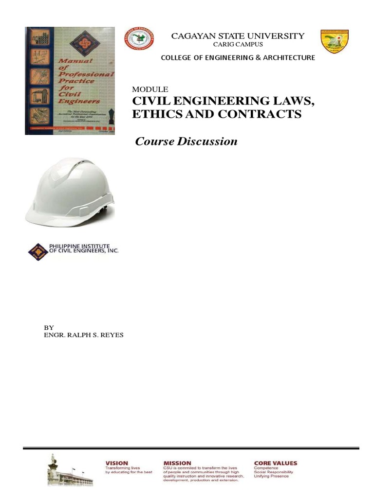 Civil Engineering Laws, Ethics and Contracts: Course Discussion | PDF