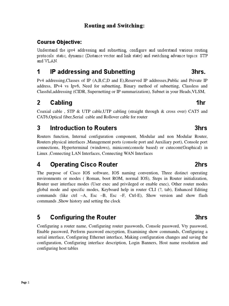 Routing Switching Elective Syllabus PDF Routing Network Switch