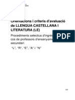 Orientacions I Criteris D'avaluació de Llengua Castellana I Literatura