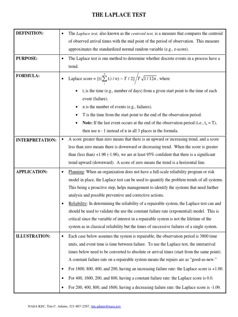 The Laplace Test: Definition | PDF | Reliability Engineering ...