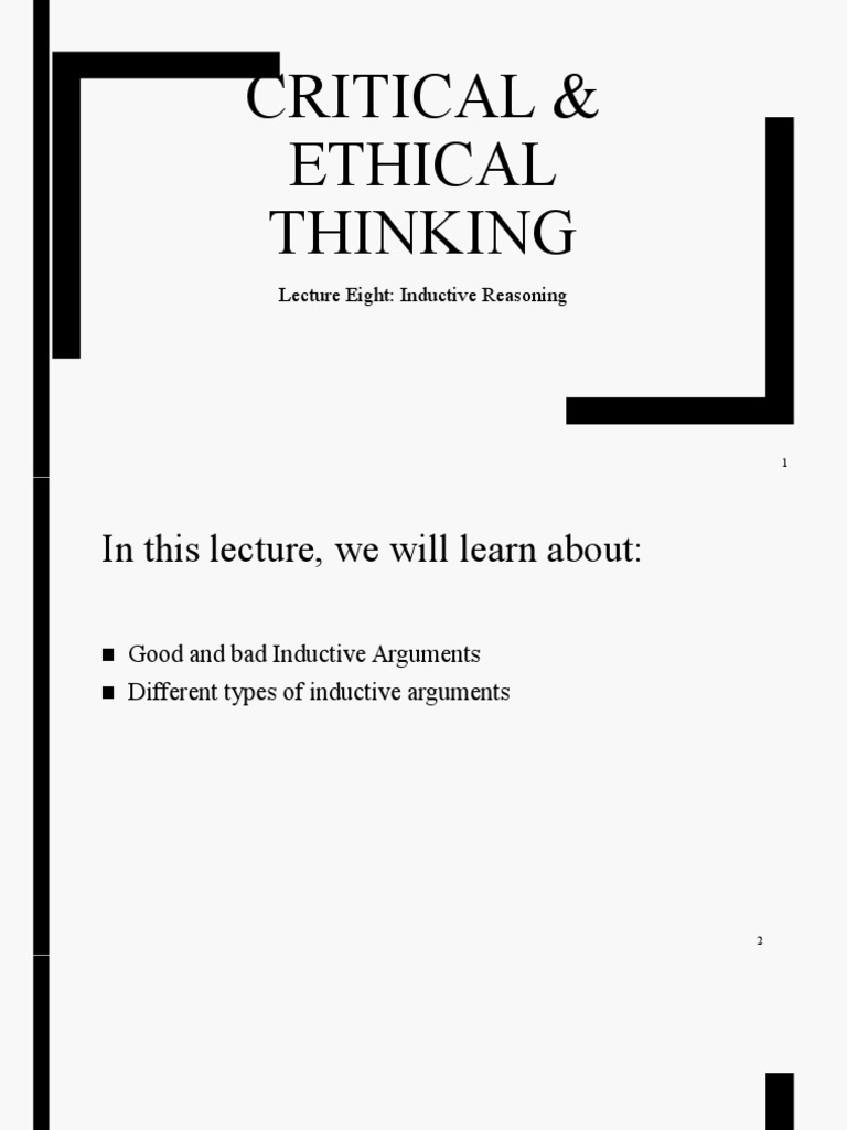 Critical & Ethical Thinking: Lecture Eight: Inductive Reasoning | PDF ...