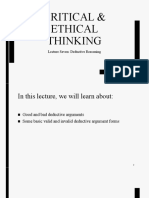 Critical & Ethical Thinking: Lecture Seven: Deductive Reasoning