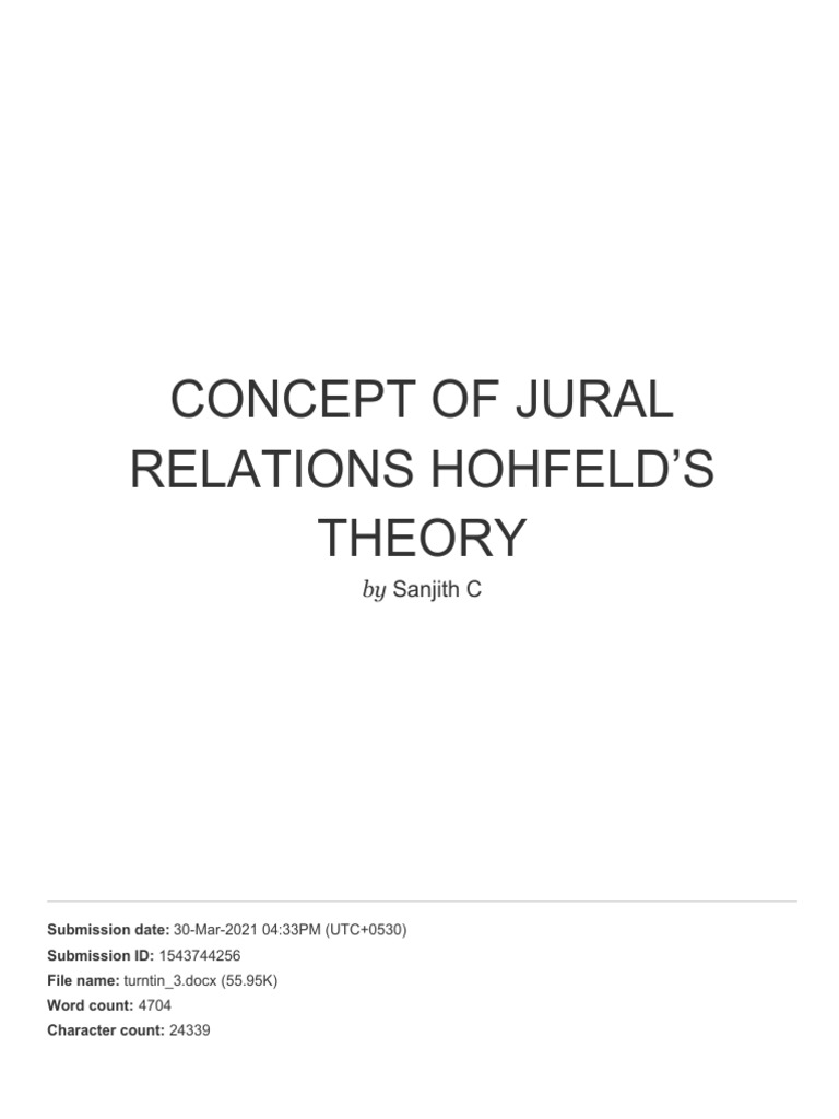 Concept of Jural Relations Hohfeld's Theory | Download Free PDF | Science
