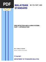 Malaysian Standard: Fire Detection and Alarm Systems - Part 1: Introduction