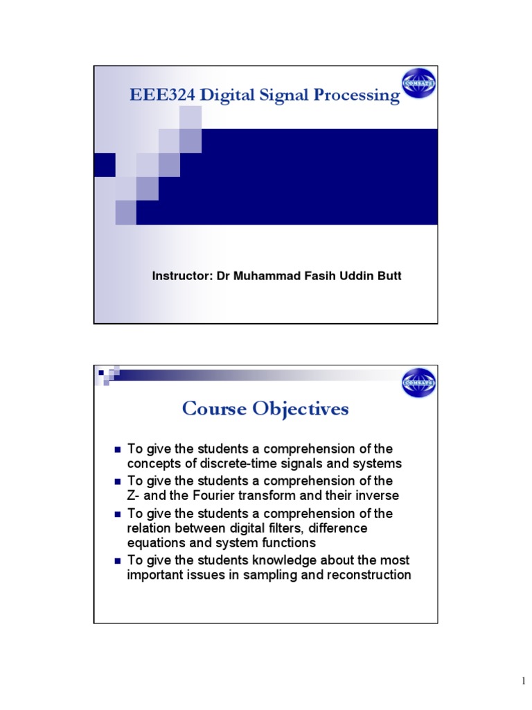 EEE324 Digital Signal Processing Course Objectives PDF Digital