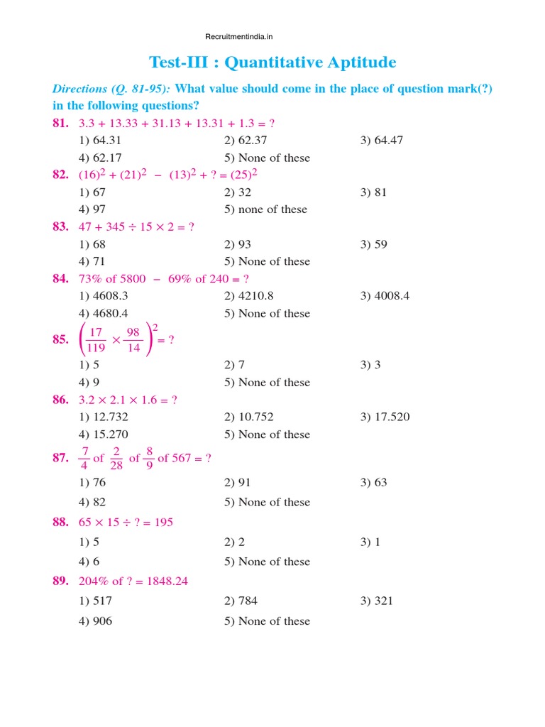 Quantitative Aptitude Practice Questions | PDF | Length | Elementary ...