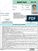 Admit Card: Instructions To The Candidate