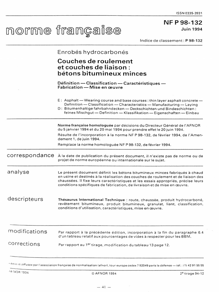 Nf P 98-132 - 1994 | Pdf