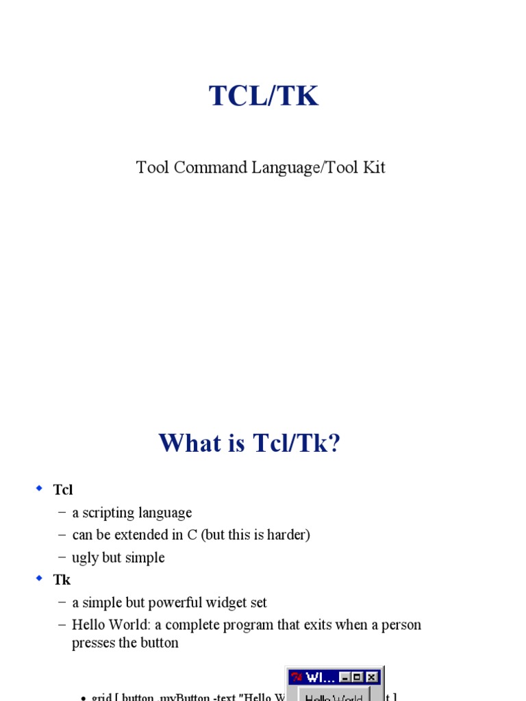 TCL/TK: Tool Command Language/Tool Kit | PDF | Programming Paradigms ...