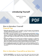 Introducing Yourself: English For Nursing Topic 1