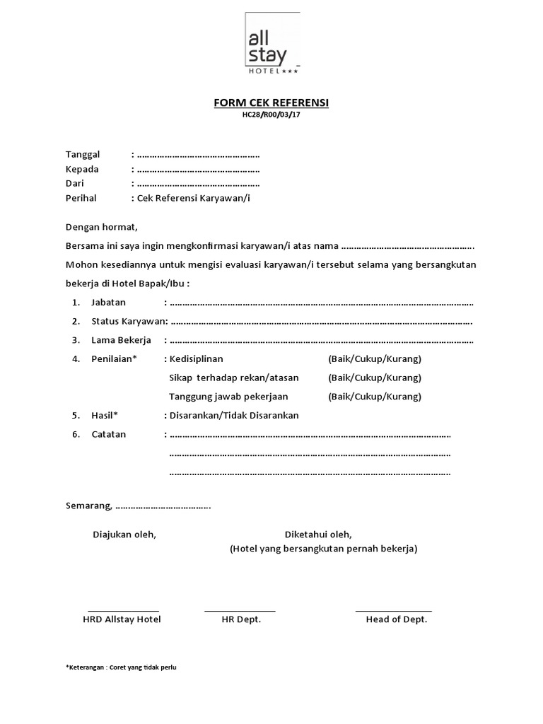 Formulir Cek Referensi Karyawan | PDF