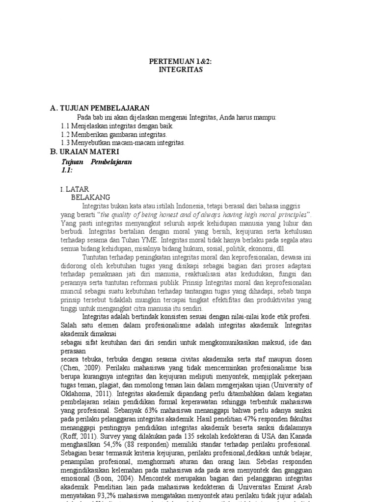Pertemuan 1 Integritas | PDF | Karier & Perkembangan