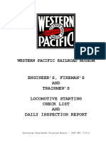 Engineer'S, Fireman'S AND Trainmen'S Locomotive Starting Check List AND Daily Inspection Report