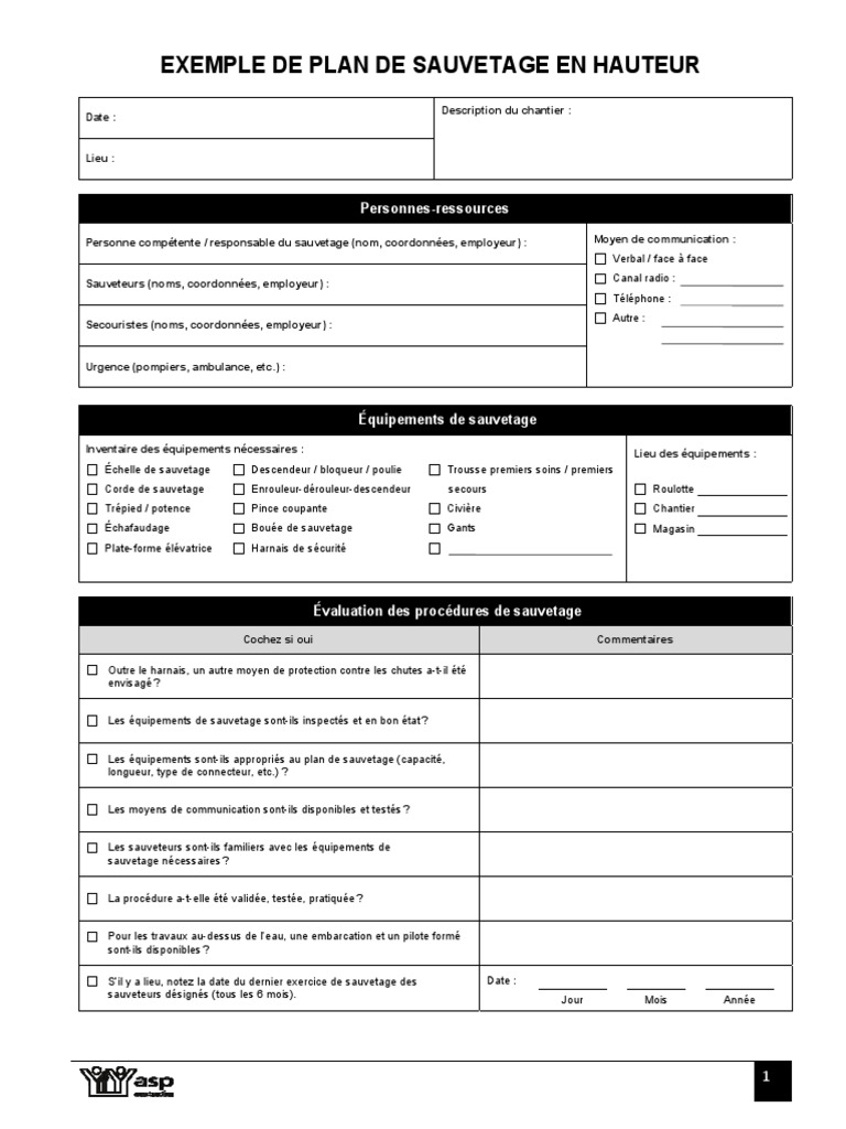 Exemple de plan de sauvetage en hauteur | PDF | Sauvetage | Sécurité