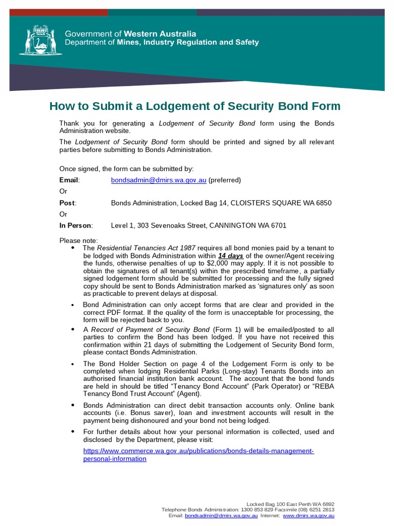 Submit Security Bond Form | PDF | Bonds (Finance) | Money