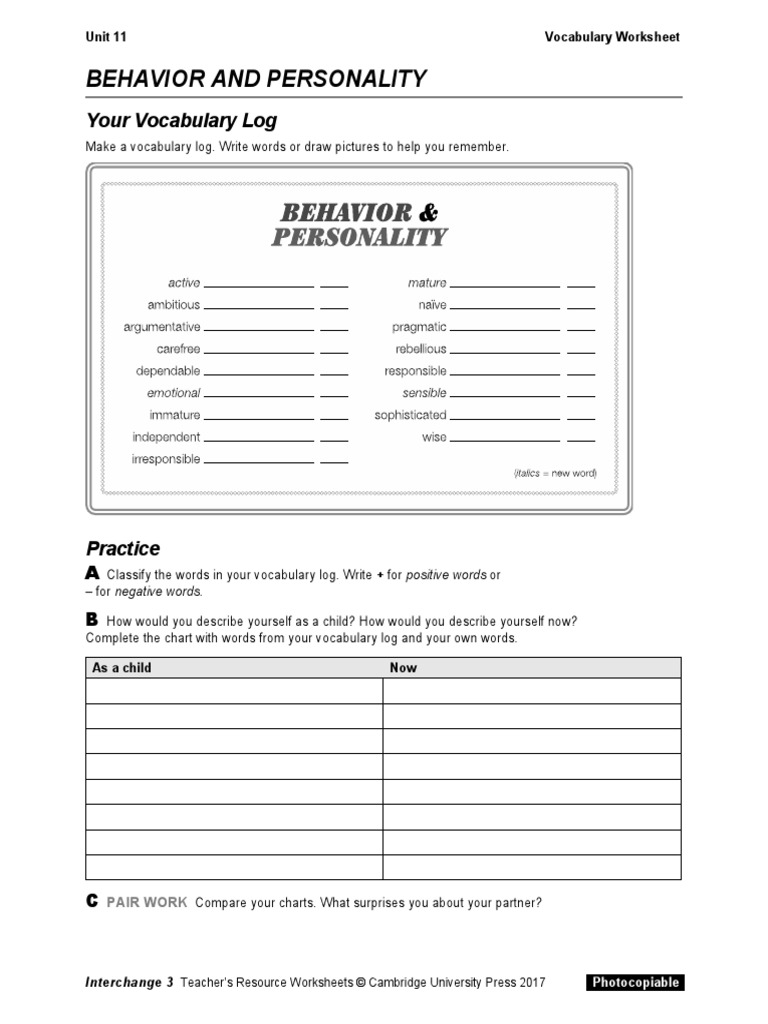 Interchange5Thed Level3 Unit11 Vocabulary Worksheet | Pdf