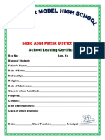 Sadiq Abad Pattak District Bajaur: School Leaving Certificate