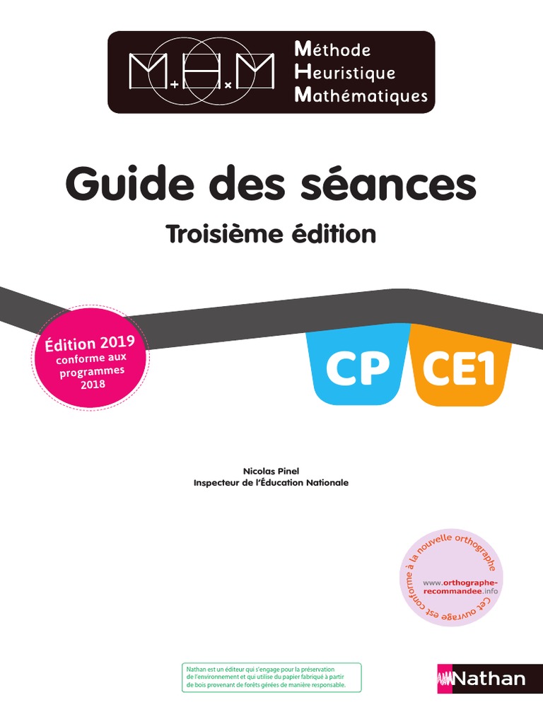 Page De Garde Cahier Du Jour Ce1 2019 220 Guide Seances CP Ce1 | PDF | Nombre | Entier naturel
