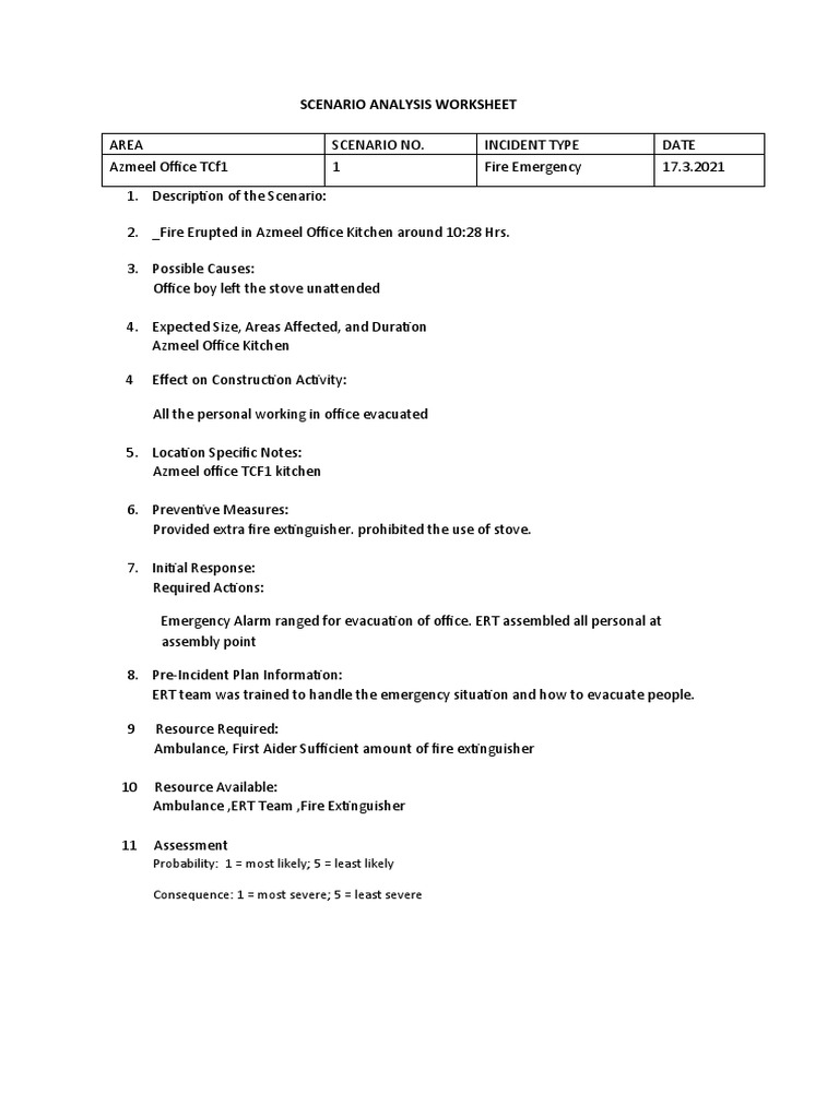 Scenario Analysis Worksheet | PDF