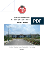 Course Contents: Academic Session 2020-21 B.A. LL.B. (Hons.) Tenth Semester