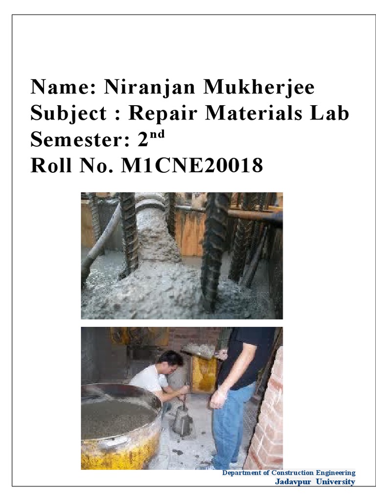 Repair Lab JU | PDF | Concrete | Strength Of Materials
