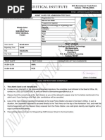 ISI M. Tech CRS Admit Card