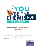 2018-2019 Core of Chemistry Practice Questions