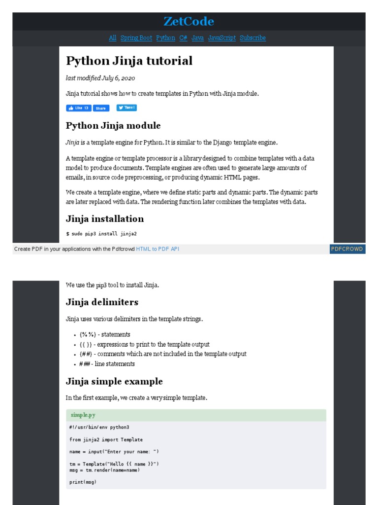 Python Jinja Tutorial PDF