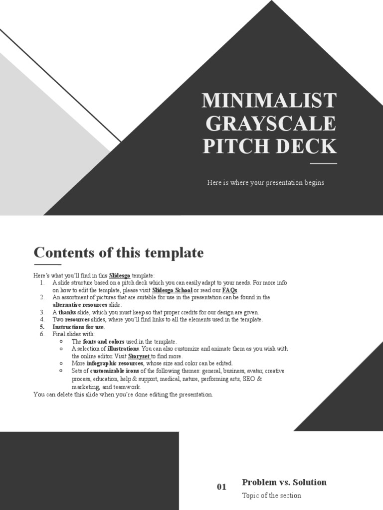 Minimalist Grayscale Pitch Deck by Slidesgo | PDF | Planets | Solar System