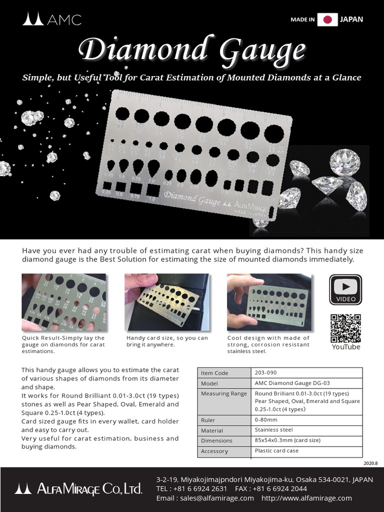 Diamond Gauge Simple, But Useful Tool For Carat Estimation of Mounted