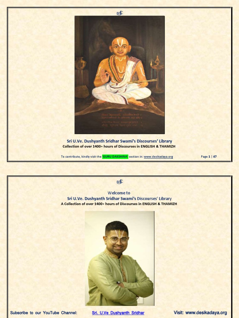 Dushyanth Sridhar's Discourses Library | PDF | Hindu Texts | Hindu Deities