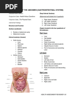 Assessment of The Abdomen (Gastrointestinal System) : Deep Internal Anatomy