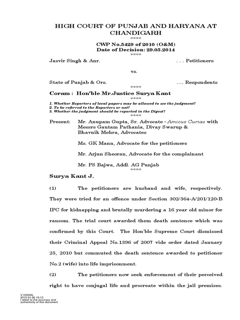 Conjugal Rights of Prisoners PDF