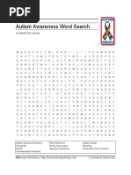 Autism Awareness Word Search