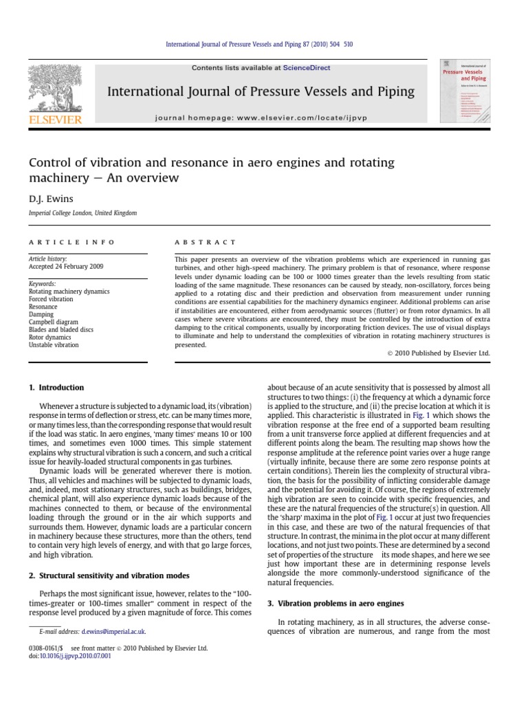 Vibration Control in Aero Engines | PDF | Resonance | Machines
