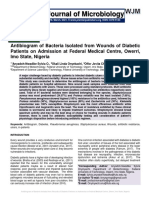 Antibiogram of Bacteria Isolated from Wounds of Diabetic Patients on Admission at Federal Medical Centre, Owerri, Imo State, Nigeria