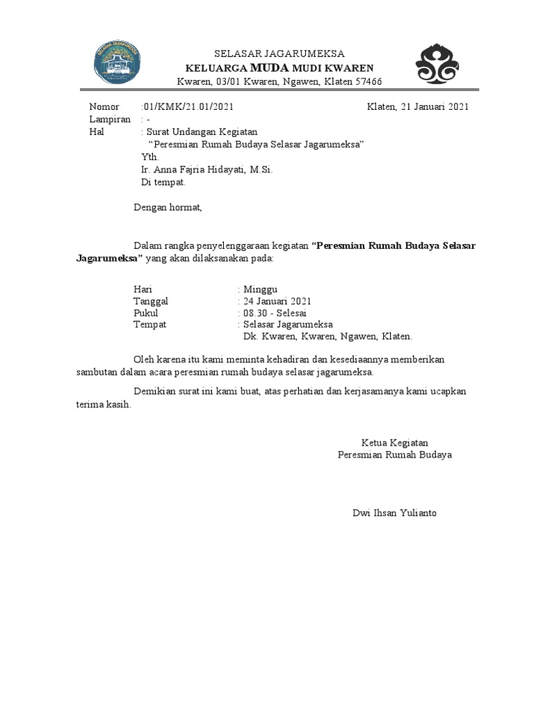 Surat Undangan Bu Camat | PDF