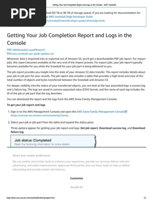 Getting Your Job Completion Report and Logs in the Console - AWS Snowball