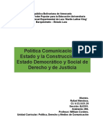 Política Comunicacional Del Estado y La Construcción Del Estado Democrático y Social de Derecho y de Justicia