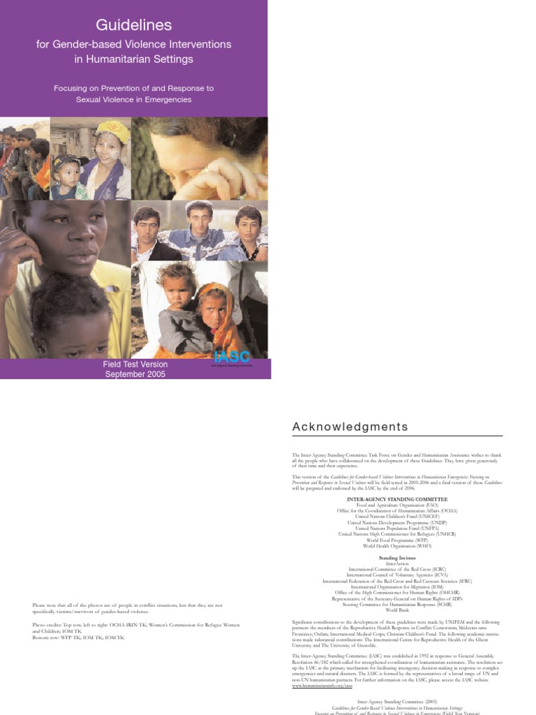 Guidelines: For Gender-Based Violence Interventions in Humanitarian ...