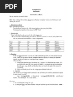 Computer Lab Exercise #1: Introduction To Excel.: Exercises