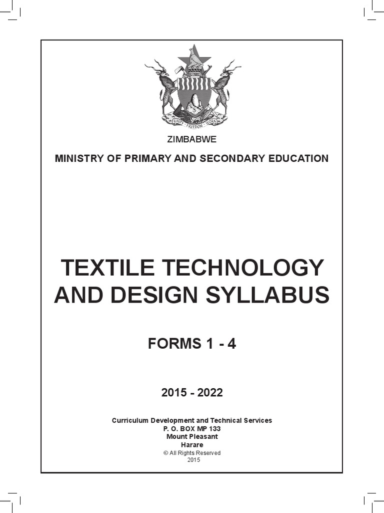 Textile Technology and Design Syllabus: Forms 1 - 4 | PDF | Textiles ...