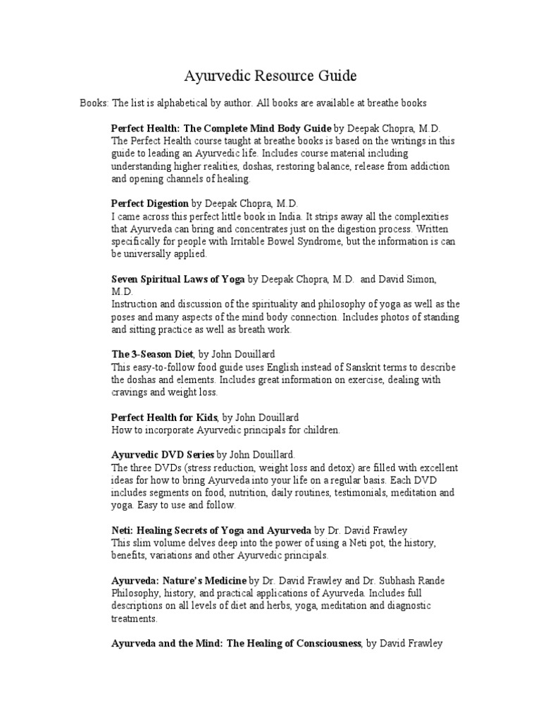Ayurvedic Resource Guide PDF Ayurveda Medicine