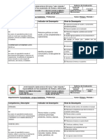 Competencia y Descriptor Indicador de Desempeño Nivel de Desempeño