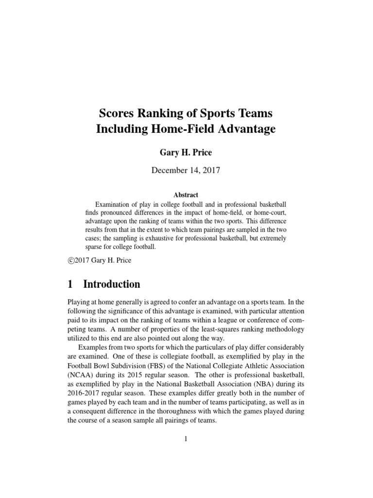 Scores Ranking of Sports Teams Including | PDF | Least Squares ...