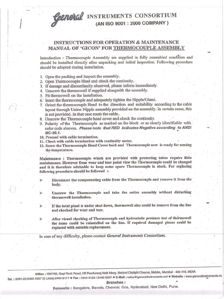14) Thermocouple With Thermowell GICAltop PDF