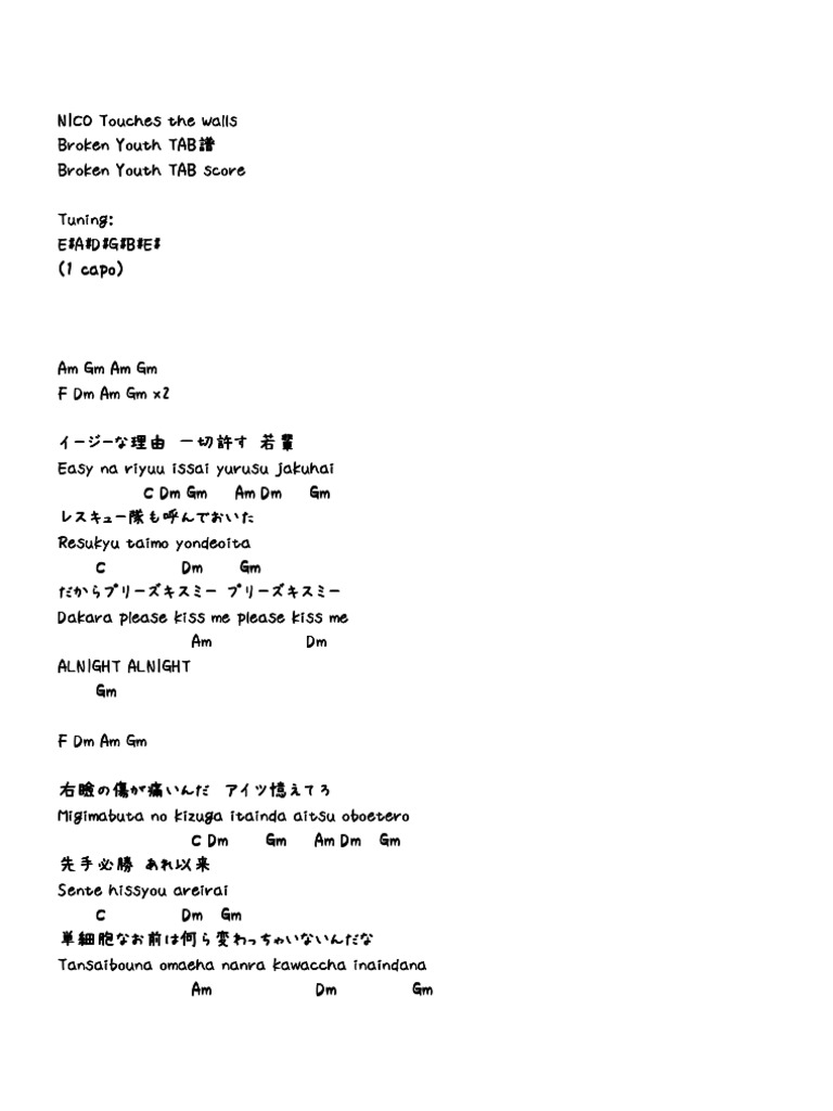 Broken Youth TAB Score | PDF