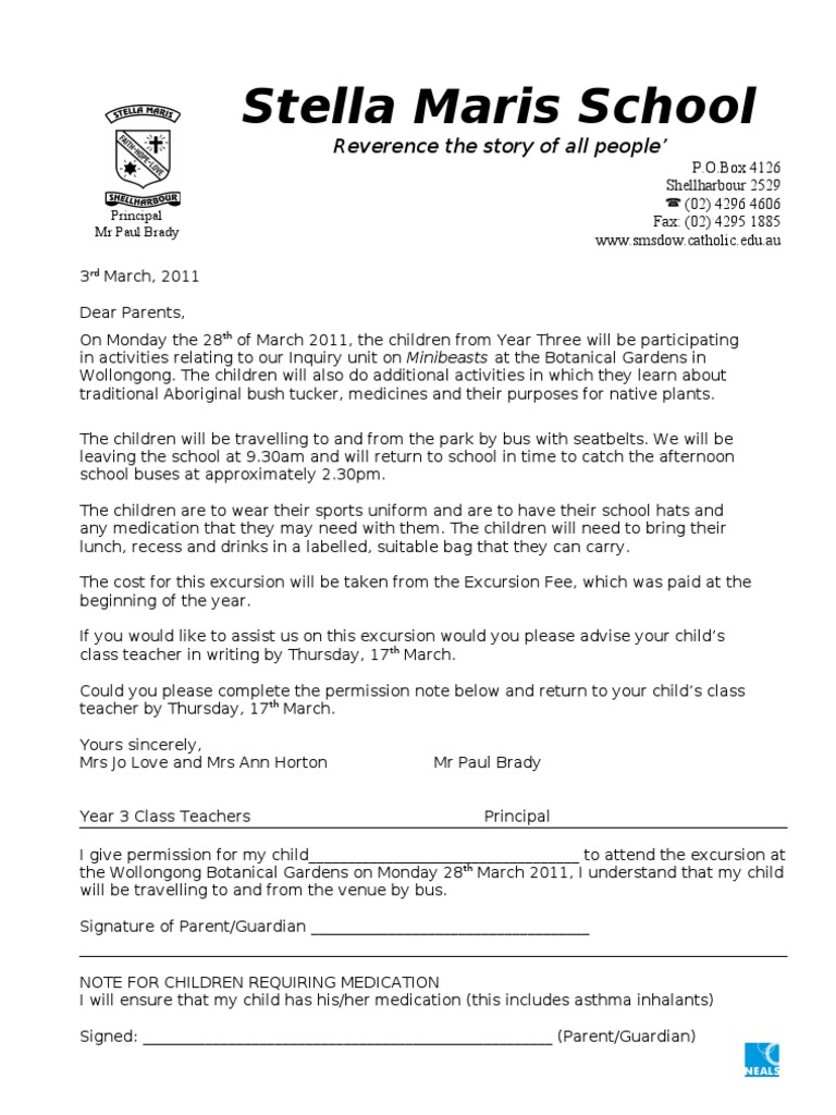 Year 3 Minibeasts Excursion Notice | PDF