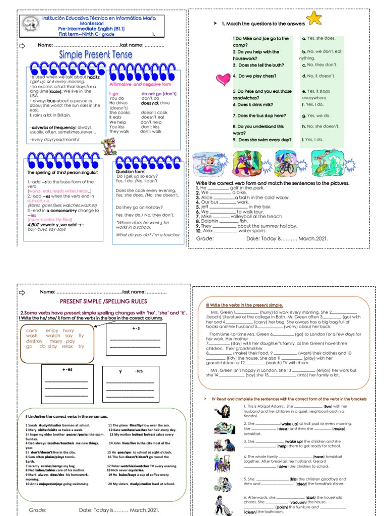 Present Simple Spelling and Exercises | PDF | Language Arts ...